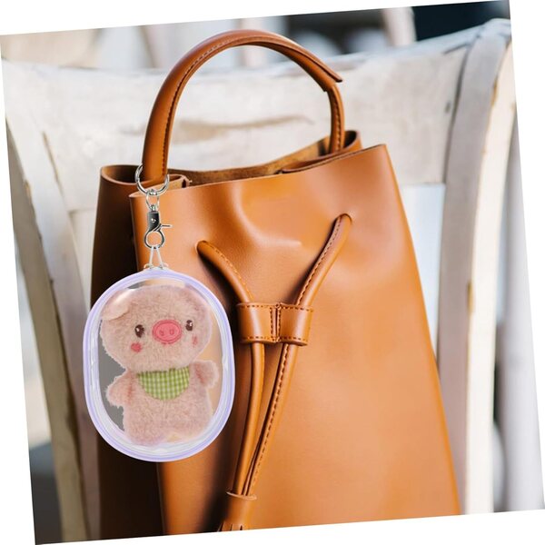Borsa Trasparente Portabile per Bambole con Gancio Appendibile in PVC Viola Chiaro