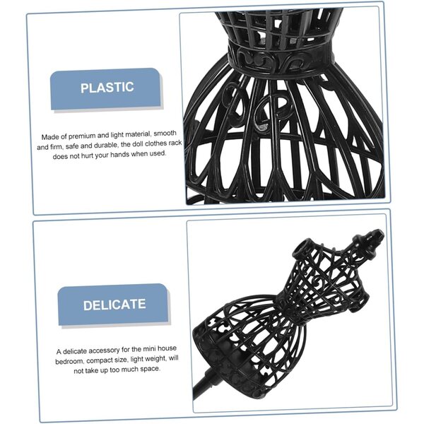 BESPORTBLE 6 Manichini Mini per Abiti da Bambola, Supporti Espositivi in Plastica Neri
