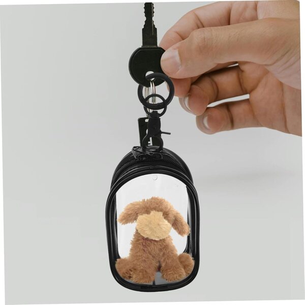 Borsa Espositiva Trasparente in PVC con Portachiavi per Bambole 10x6x3,5 cm