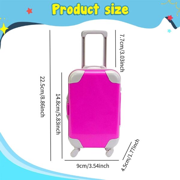 Folpus 18-Zoll-Puppenkoffer – rosa Mini-Gepäck mit Rollen und Griff