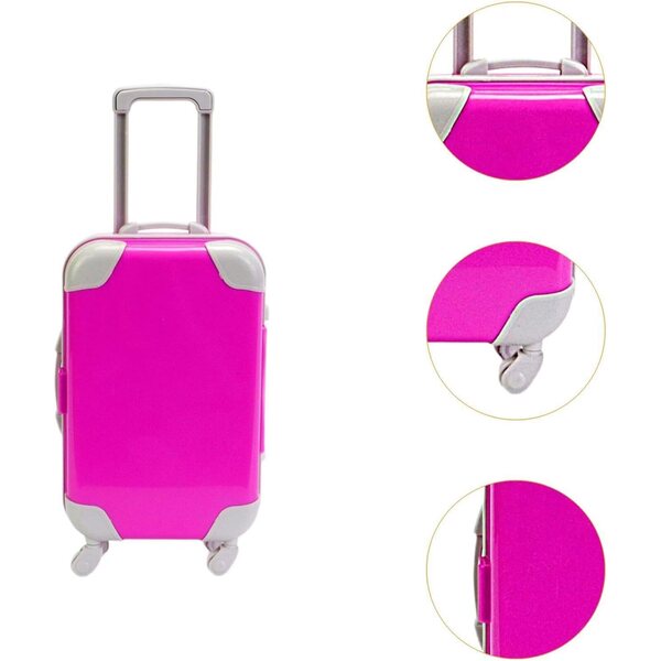 Folpus 18-Zoll-Puppenkoffer – rosa Mini-Gepäck mit Rollen und Griff