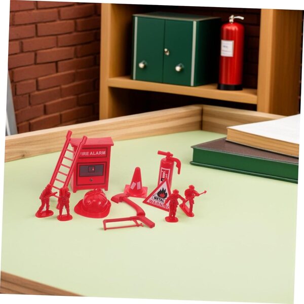 HEMOTON 5 Set Gioco Ruolo Vigili del Fuoco con Mini Estintori in Plastica 7,5x6x2 cm