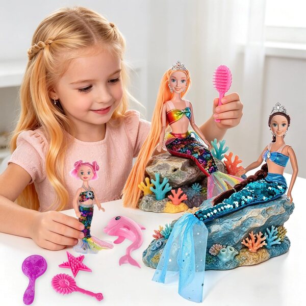 11,5-Zoll-Meerjungfrau-Puppenset mit Kleidung und Accessoires für Kinder ab 3 Jahren