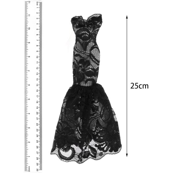 Gonna a Sirena in Scala 1/6 per Bambole - Lunghezza 25cm Colore Nero