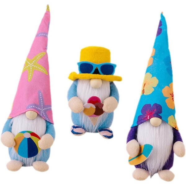 ERINGOGO Set 3 Gnomi da Spiaggia Decorativi Estivi per Festa e Casa