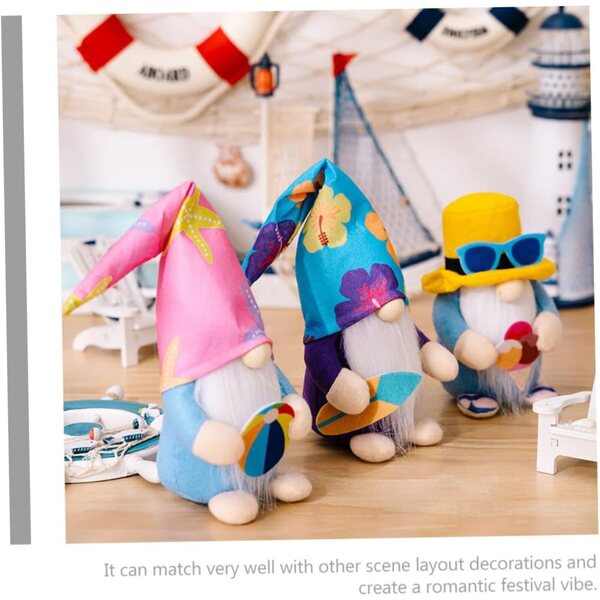 ERINGOGO Set 3 Gnomi da Spiaggia Decorativi Estivi per Festa e Casa