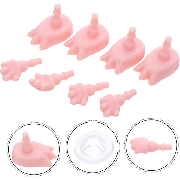 BESPORTBLE 4 set mani e piedi miniatura realistici in plastica per bambole e action figure