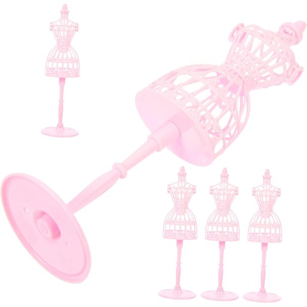 BESPORTBLE Set mit 12 rosa Mini-Schaufensterpuppen für Puppen, Kleiderständer aus Kunststoff