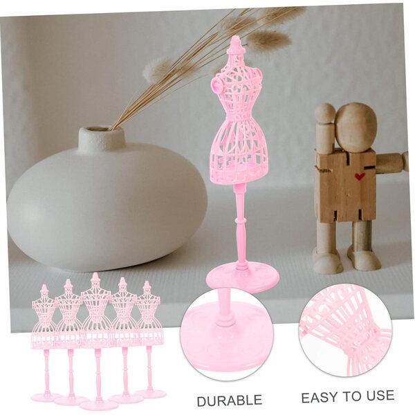 BESPORTBLE Set mit 12 rosa Mini-Schaufensterpuppen für Puppen, Kleiderständer aus Kunststoff