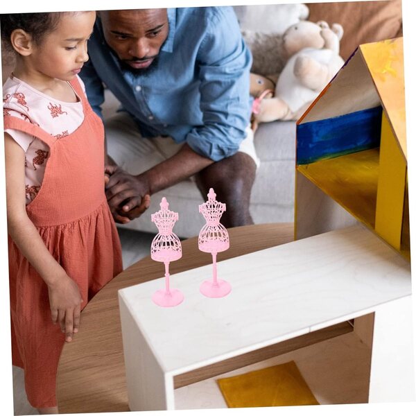 BESPORTBLE Set mit 12 rosa Mini-Schaufensterpuppen für Puppen, Kleiderständer aus Kunststoff