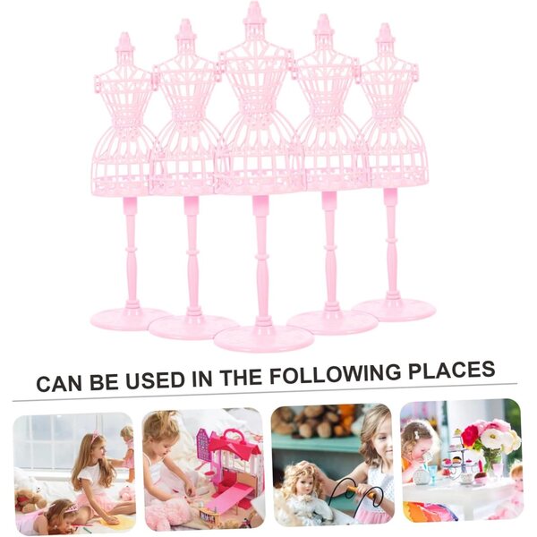 BESPORTBLE Set mit 12 rosa Mini-Schaufensterpuppen für Puppen, Kleiderständer aus Kunststoff