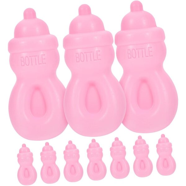 BESPORTBLE 10 pezzi Mini Biberon Rosa per Bambole e Micro Paesaggi 8,5x4x3,3 cm