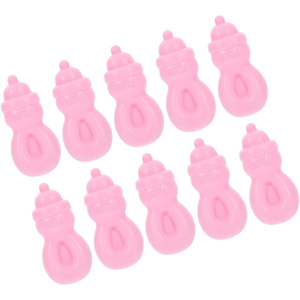 WOONEKY 10 rosafarbene Mini-Milchflaschen für Mädchen – kreative und realistische Accessoires