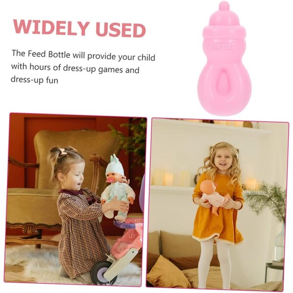 WOONEKY 10 rosafarbene Mini-Milchflaschen für Mädchen – kreative und realistische Accessoires
