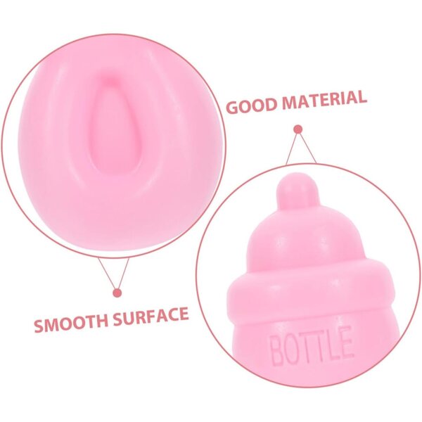 WOONEKY 10 rosafarbene Mini-Milchflaschen für Mädchen – kreative und realistische Accessoires