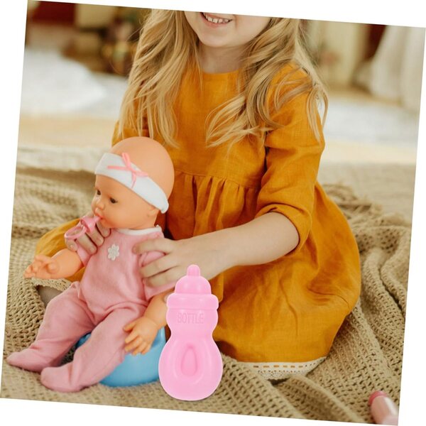 WOONEKY 10 rosafarbene Mini-Milchflaschen für Mädchen – kreative und realistische Accessoires