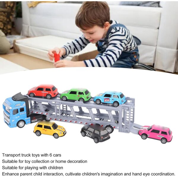 Naroote Autotransportwagen mit 6 Legierungsfahrzeugen, interaktives Spielzeug für Kinder