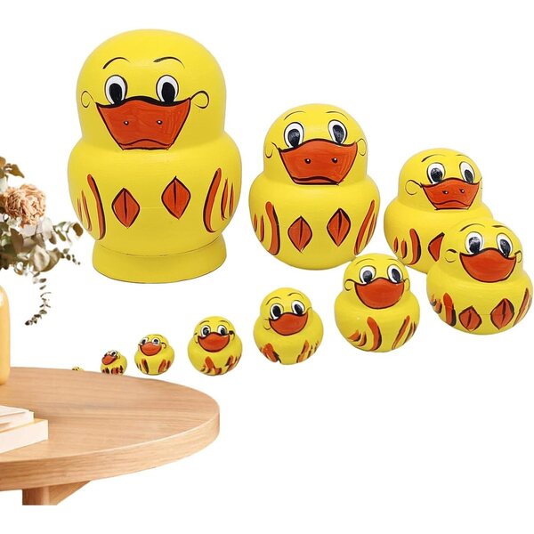 Bambole russe in legno a nidificazione 10 pezzi – Decorazione e gioco educativo