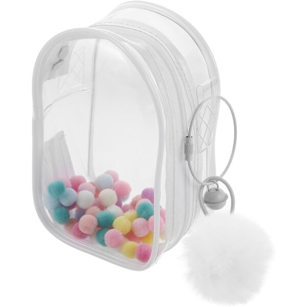 Garneck Borsa Tracolla Trasparente con PON PON e Chiusura Zip per Mini Figurine Elegante