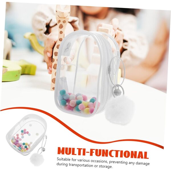 Garneck Borsa Tracolla Trasparente con PON PON e Chiusura Zip per Mini Figurine Elegante