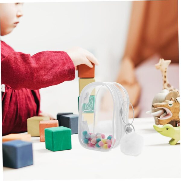 Garneck Borsa Tracolla Trasparente con PON PON e Chiusura Zip per Mini Figurine Elegante