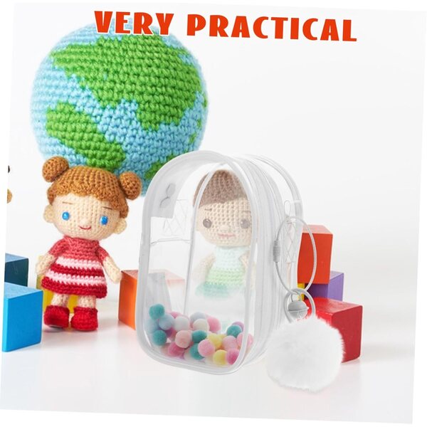Garneck Borsa Tracolla Trasparente con PON PON e Chiusura Zip per Mini Figurine Elegante