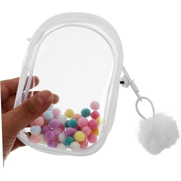 Garneck Borsa Tracolla Trasparente con PON PON e Chiusura Zip per Mini Figurine Elegante