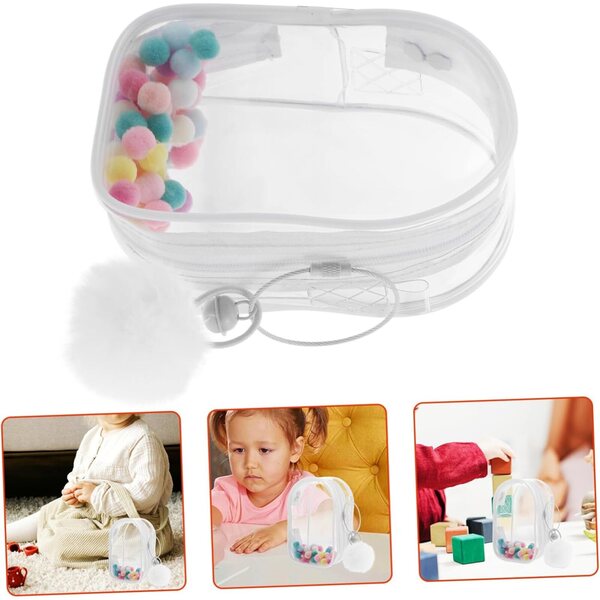 Garneck Borsa Tracolla Trasparente con PON PON e Chiusura Zip per Mini Figurine Elegante