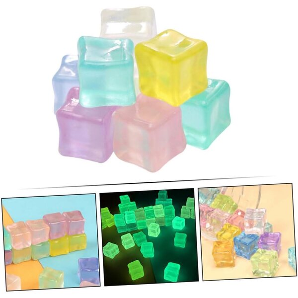 INOOMP 40pz Cubetti Ghiaccio Finti in Resina Trasparente Riutilizzabili per Decorazioni e Foto