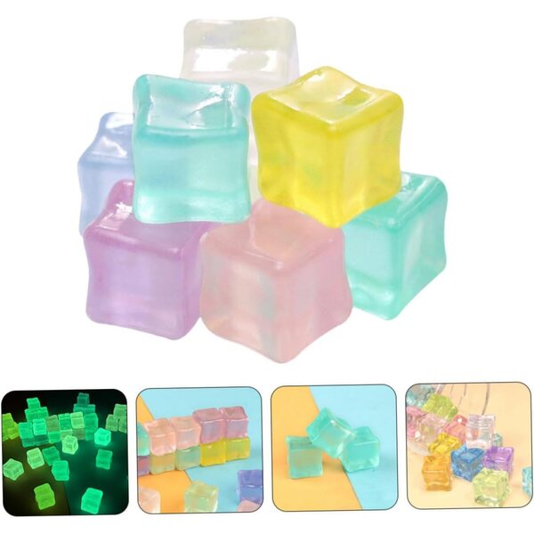 INOOMP 40pz Cubetti Ghiaccio Finti in Resina Trasparente Riutilizzabili per Decorazioni e Foto