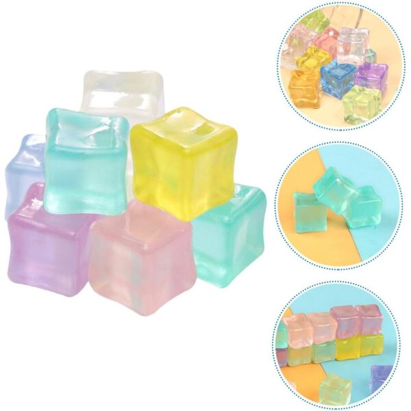 INOOMP 40pz Cubetti Ghiaccio Finti in Resina Trasparente Riutilizzabili per Decorazioni e Foto