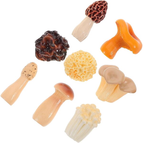 Dekorative künstliche Pilze ERINGOGO aus realistischem Harz – Set mit 8 Miniaturen für Handwerk und Zuhause