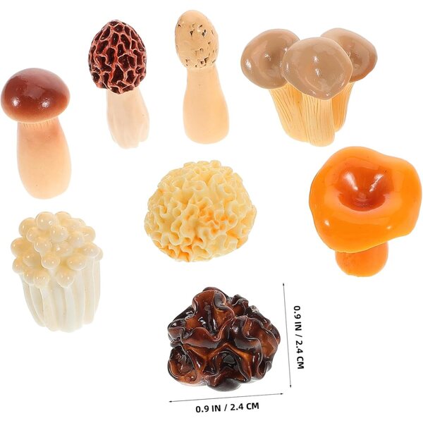Dekorative künstliche Pilze ERINGOGO aus realistischem Harz – Set mit 8 Miniaturen für Handwerk und Zuhause