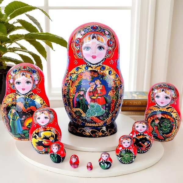 10 Schichten handgefertigte russische Nistpuppen aus Holz, pädagogisches und dekoratives Geschenk
