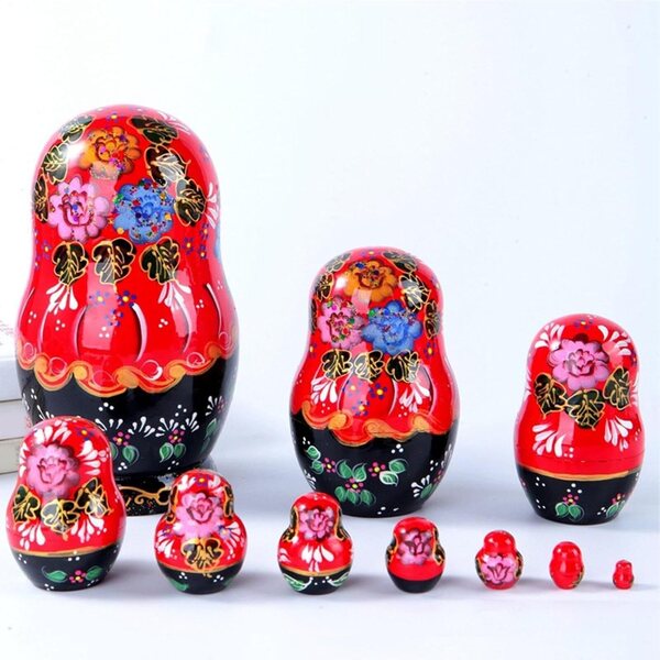 10 Schichten handgefertigte russische Nistpuppen aus Holz, pädagogisches und dekoratives Geschenk