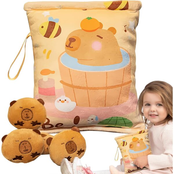 Borsa per Snack Capybara Child-Child con 4 Mini Bambole, morbida e portatile, ideale per bambini