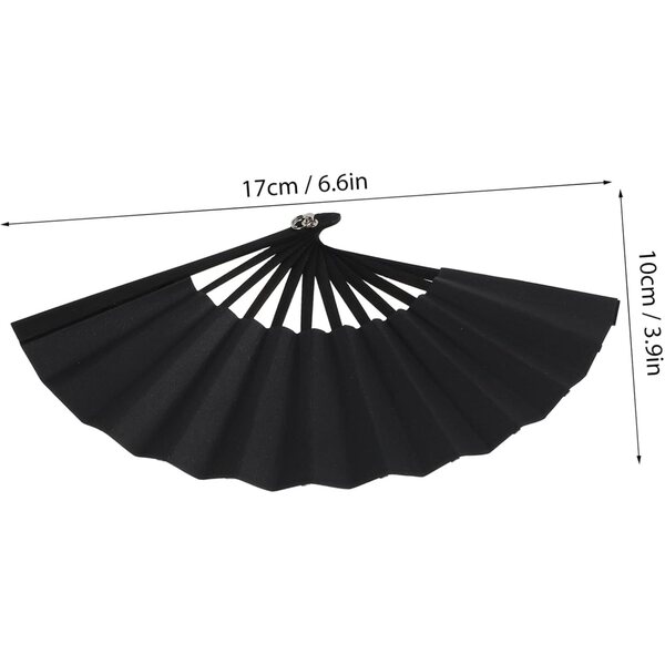 Mini Ventaglio in Carta e Legno per Bambole, Accessorio Fotografico Pieghevole Nero