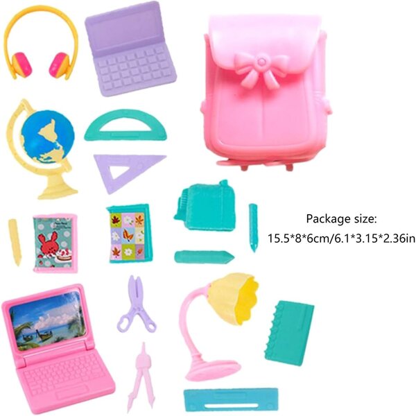 18-teiliges Schreibwarenset für Puppenhäuser – realistische und farbenfrohe Accessoires