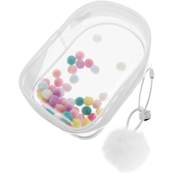 TOYANDONA Borsa Trasparente per Bambole con Pom Pom e Campanella, Custodia Portatile Protettiva