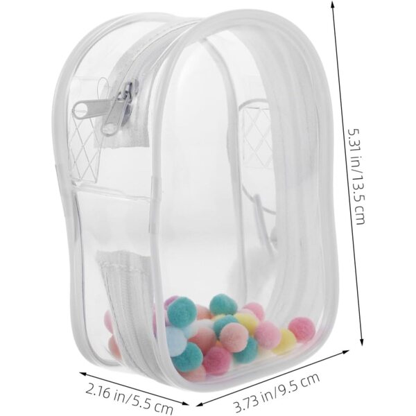 TOYANDONA Borsa Trasparente per Bambole con Pom Pom e Campanella, Custodia Portatile Protettiva