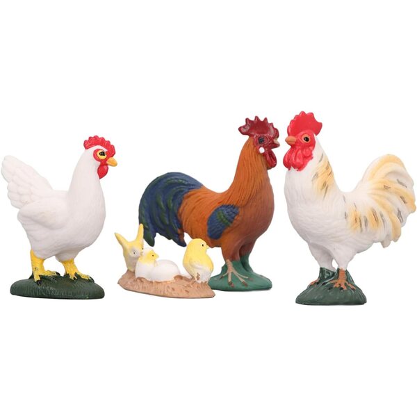 Hapivida Set 4 Figurine Pollo Fattoria Realistiche in Plastica Morbida