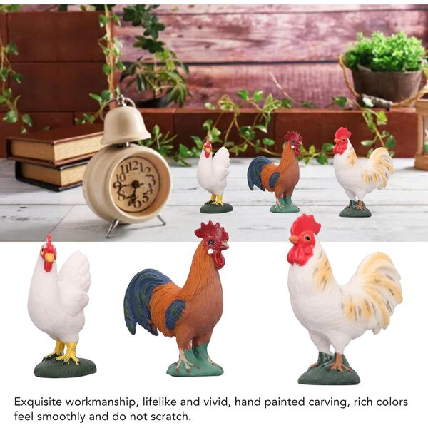 Hapivida Set 4 Figurine Pollo Fattoria Realistiche in Plastica Morbida