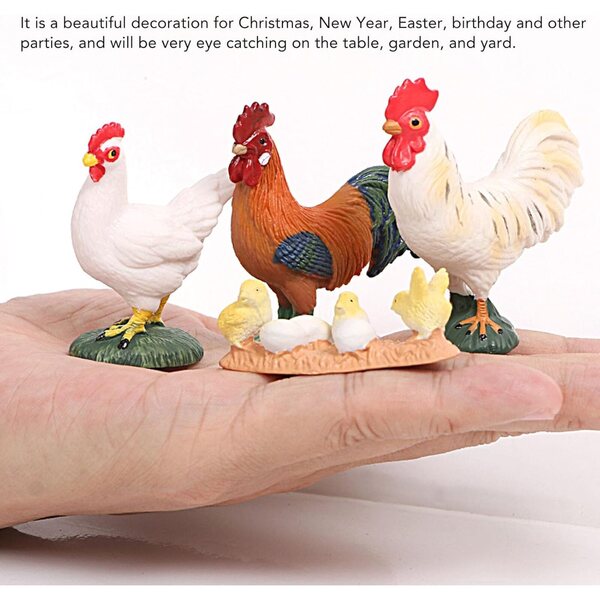 Hapivida Set 4 Figurine Pollo Fattoria Realistiche in Plastica Morbida