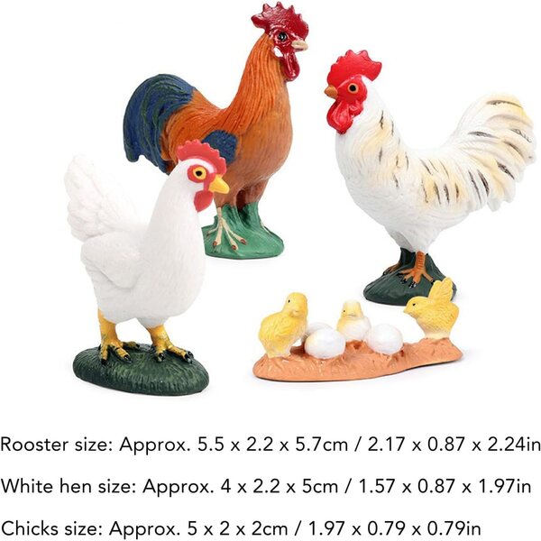 Hapivida Set 4 Figurine Pollo Fattoria Realistiche in Plastica Morbida