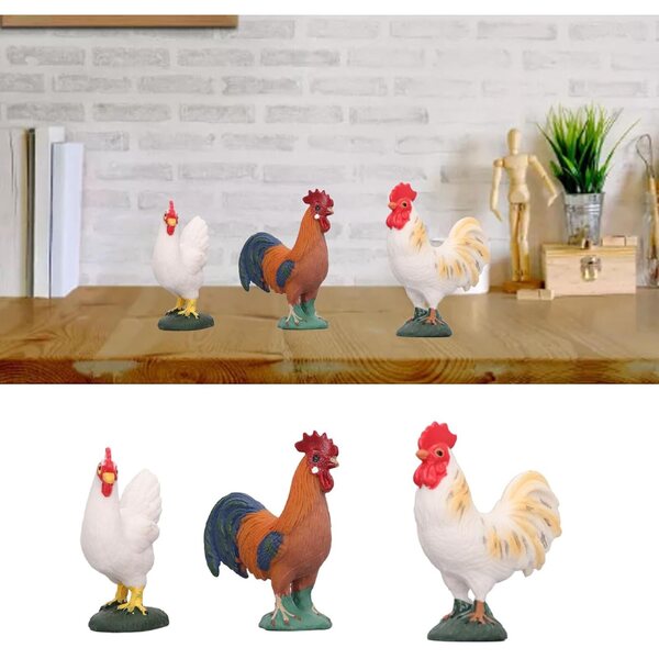 Hapivida Set 4 Figurine Pollo Fattoria Realistiche in Plastica Morbida