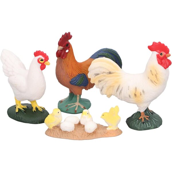Hapivida Set 4 Figurine Pollo Fattoria Realistiche in Plastica Morbida