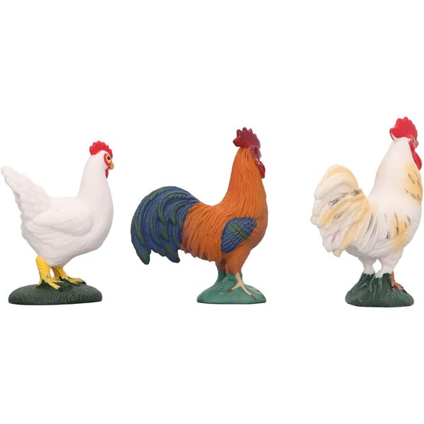 Hapivida Set 4 Figurine Pollo Fattoria Realistiche in Plastica Morbida