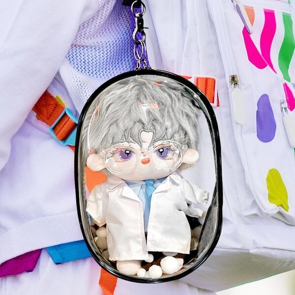 Stabile transparente Tasche zum Tragen von Puppen mit Doppelreißverschluss 18x14x8 cm