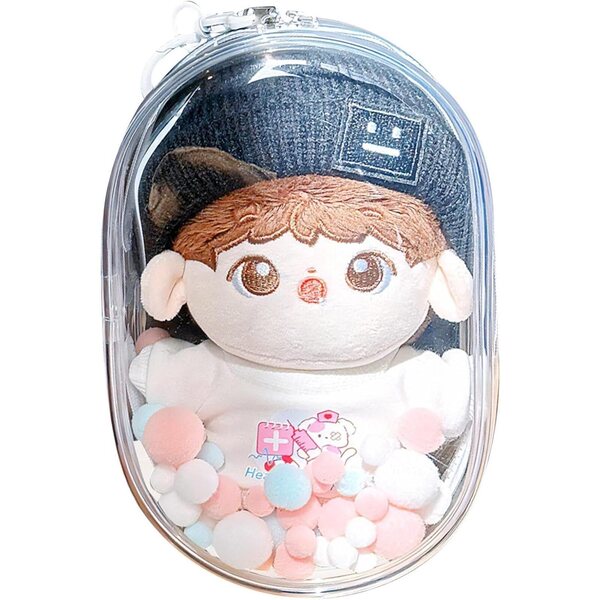 Borsa trasparente robusta per trasporto e protezione bambole 18x14x8 cm