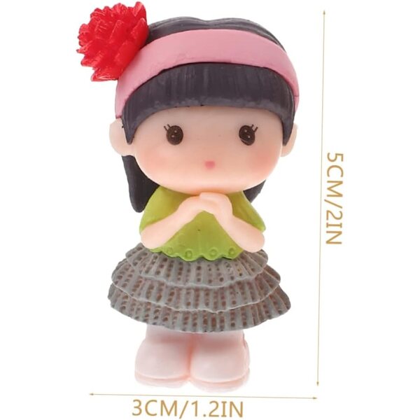 4 Statue Bambola Ragazza in PVC per Decorazione Torte e Eventi 5x3x2 cm